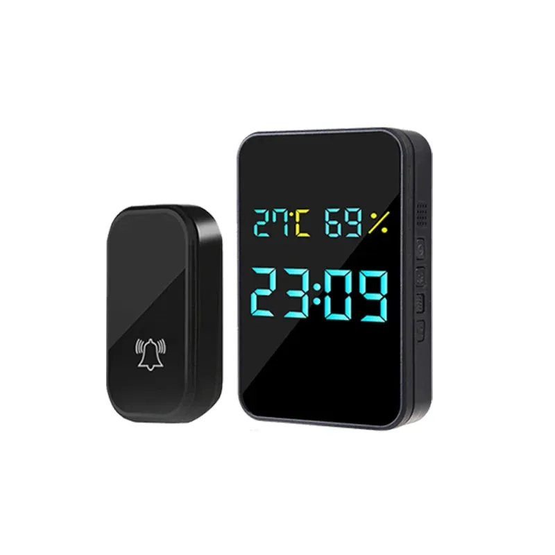 Self Powered Wireless DoorBell Door Bell DisplayTemperature Humidity Time No Battery EU US Plug Smart Home