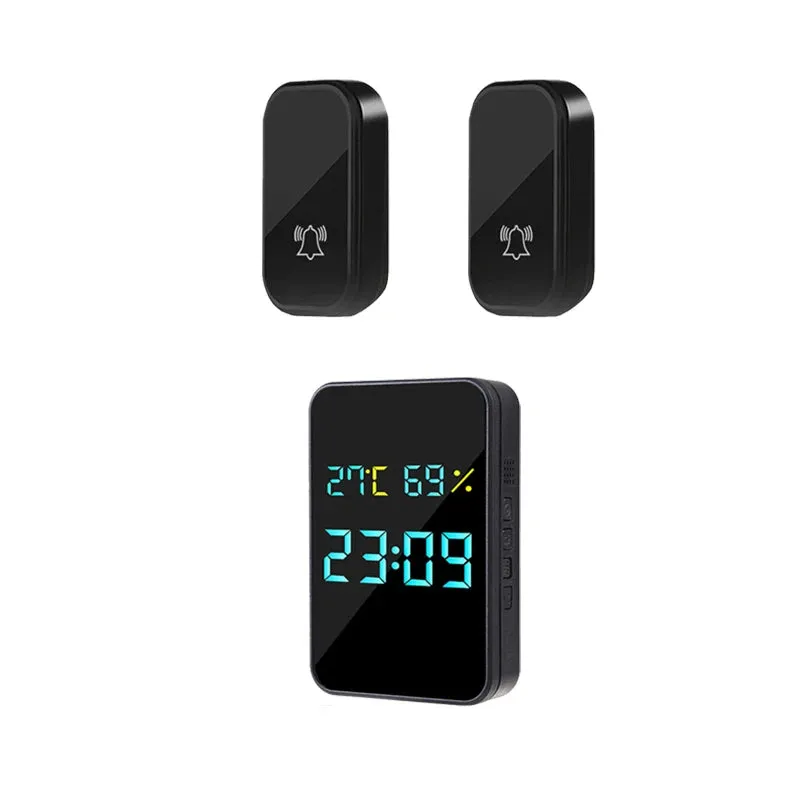 Self Powered Wireless DoorBell Door Bell DisplayTemperature Humidity Time No Battery EU US Plug Smart Home