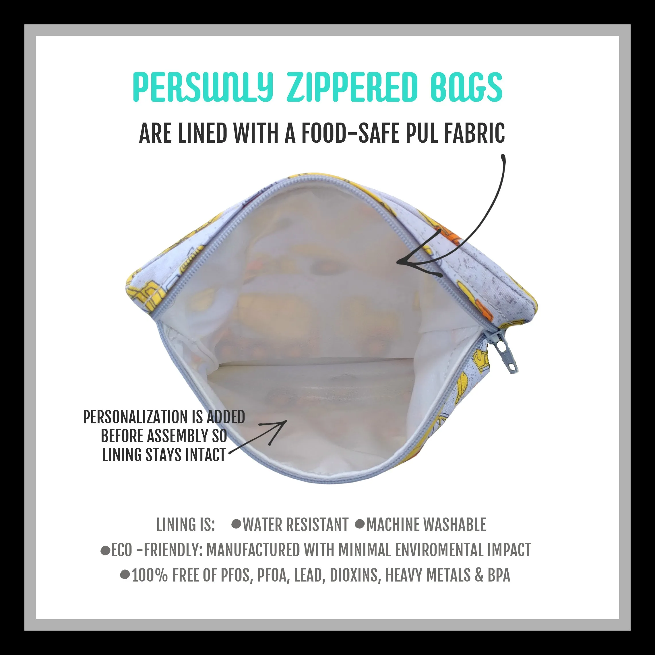 Sharks and Seawed Personalized Reusable Food Bag