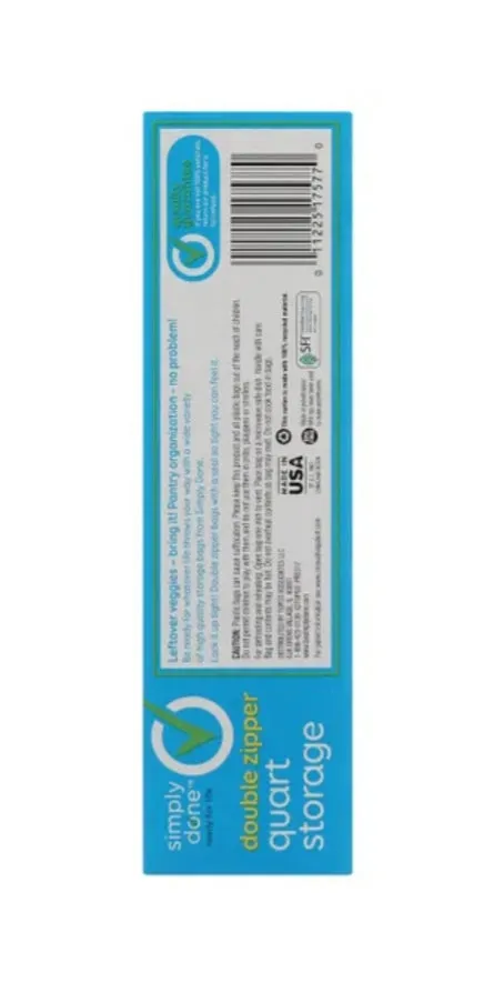 Simply Done Double Zipper Quart Storage Bags 24s