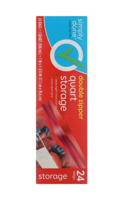 Simply Done Double Zipper Quart Storage Bags 24s