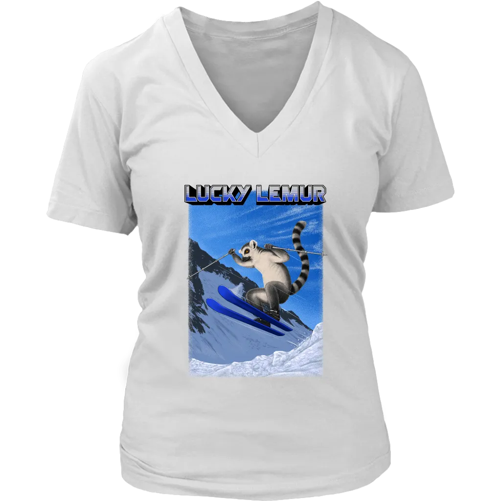 Skiing T-shirt, Funny Skiing T-shirt, Shirt for Skier, Lucky Lemur T-shirt, Gift for Skier