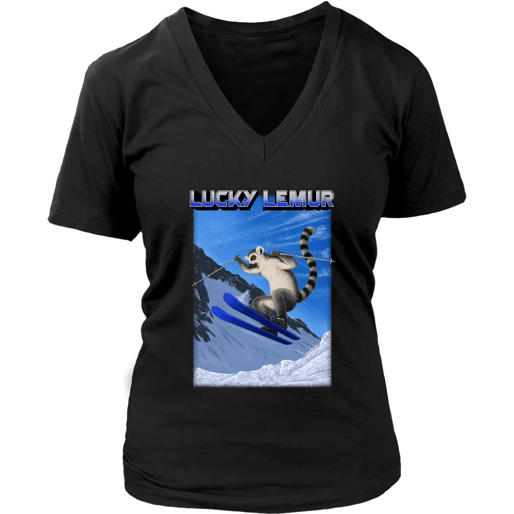 Skiing T-shirt, Funny Skiing T-shirt, Shirt for Skier, Lucky Lemur T-shirt, Gift for Skier
