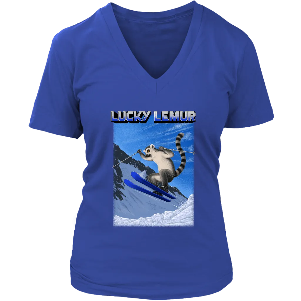 Skiing T-shirt, Funny Skiing T-shirt, Shirt for Skier, Lucky Lemur T-shirt, Gift for Skier