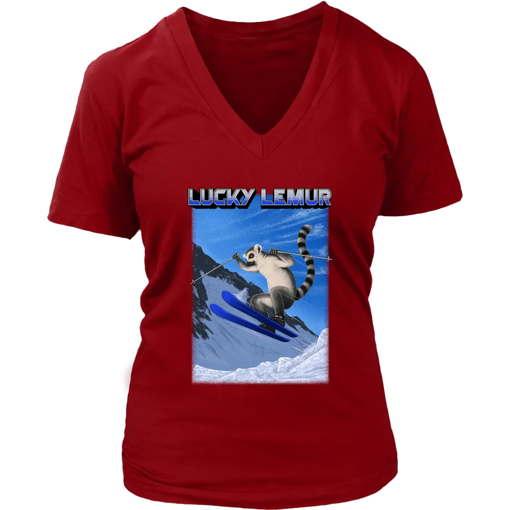 Skiing T-shirt, Funny Skiing T-shirt, Shirt for Skier, Lucky Lemur T-shirt, Gift for Skier