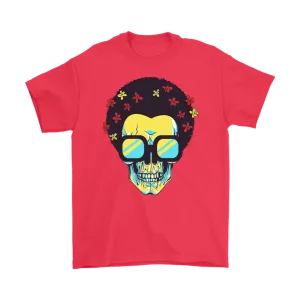 Skull T-shirt, Flowers and Sunglasses Skull Shirt, Hippie Skull T-shirt, Skull Shirt