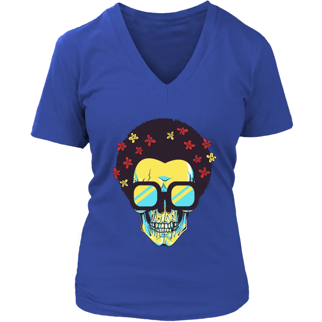 Skull T-shirt, Flowers and Sunglasses Skull Shirt, Hippie Skull T-shirt, Skull Shirt