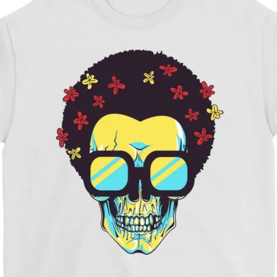 Skull T-shirt, Flowers and Sunglasses Skull Shirt, Hippie Skull T-shirt, Skull Shirt