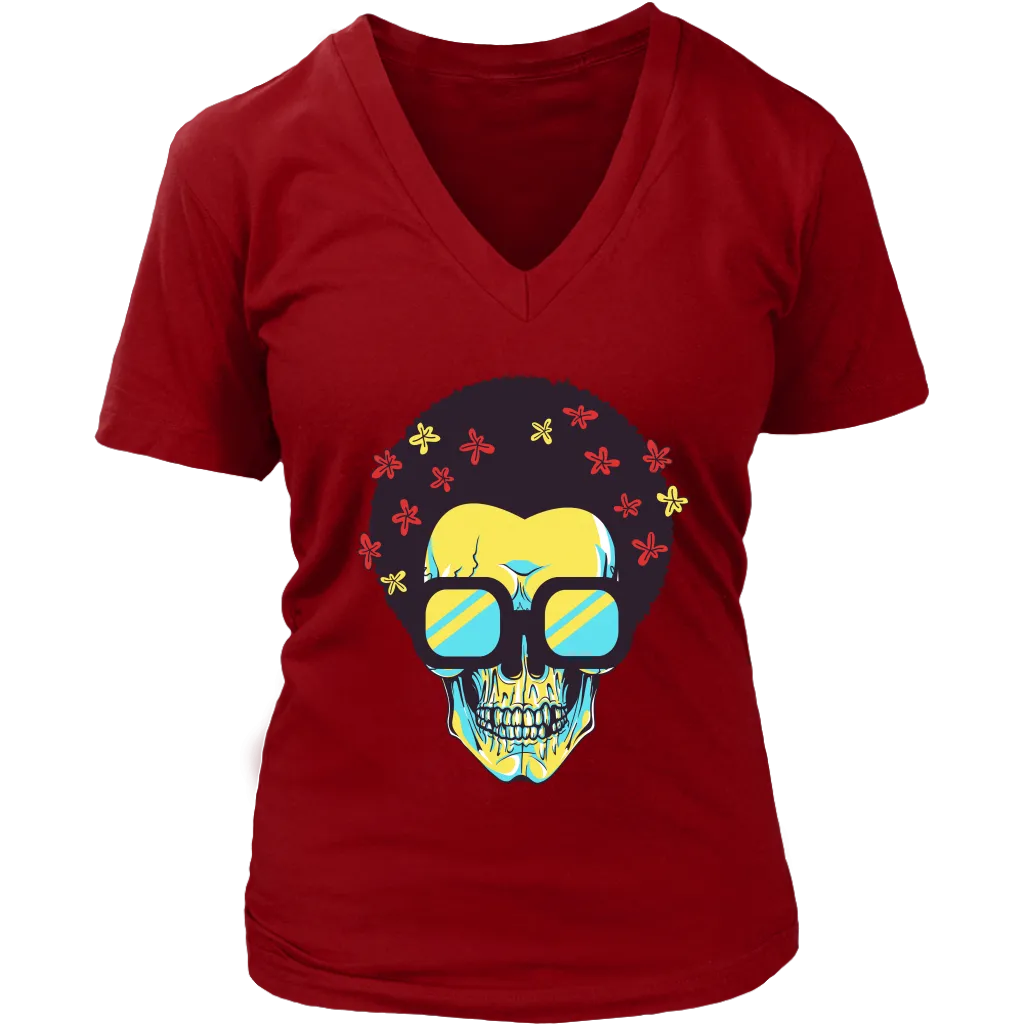 Skull T-shirt, Flowers and Sunglasses Skull Shirt, Hippie Skull T-shirt, Skull Shirt