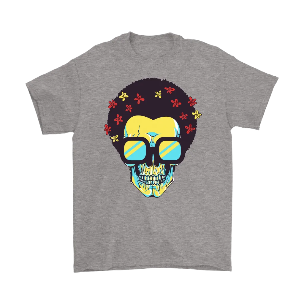 Skull T-shirt, Flowers and Sunglasses Skull Shirt, Hippie Skull T-shirt, Skull Shirt