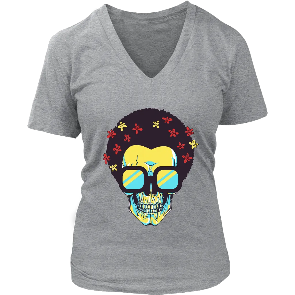 Skull T-shirt, Flowers and Sunglasses Skull Shirt, Hippie Skull T-shirt, Skull Shirt