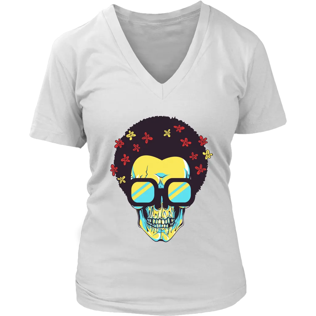 Skull T-shirt, Flowers and Sunglasses Skull Shirt, Hippie Skull T-shirt, Skull Shirt
