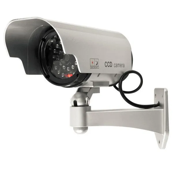 Solar Powered Fake Camera Indoor Outoodr Dummy Bullet CCTV Security Surveillance Camera with Blinking IR LED