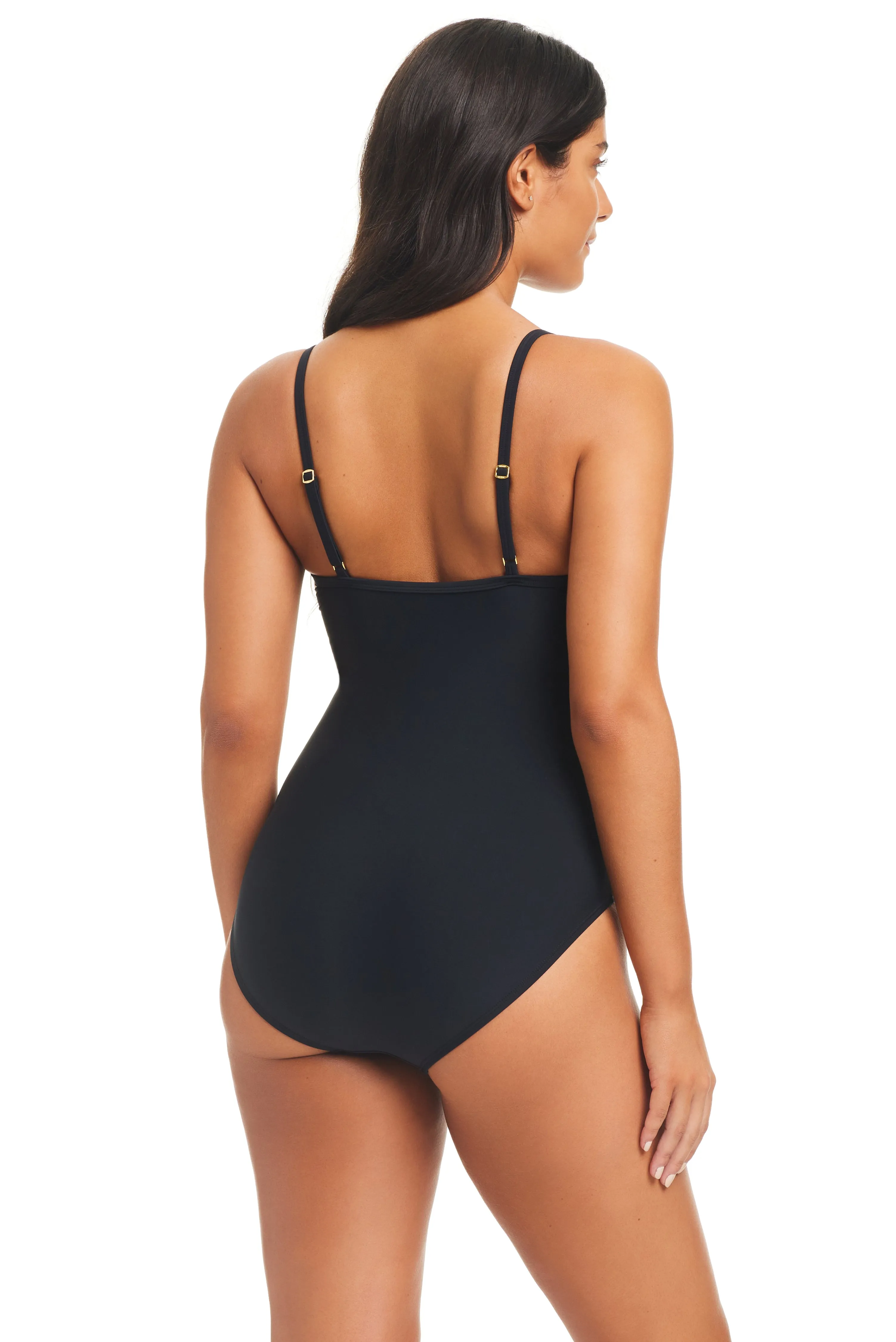 Solid Essentials Mesh Tummy Control One Piece Swimsuit