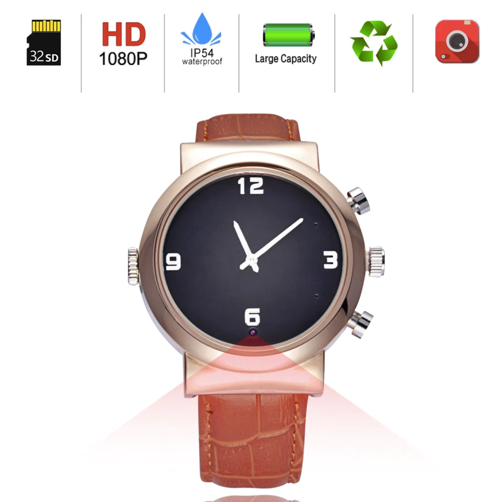 Spy Watch Camera 1080p Full HD Motion Detection Video & Sound Recorder 12MP Photo