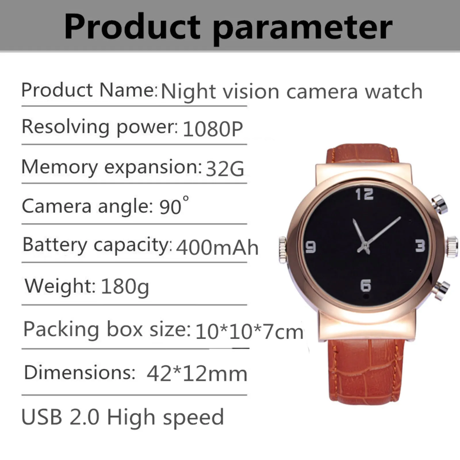 Spy Watch Camera 1080p Full HD Motion Detection Video & Sound Recorder 12MP Photo