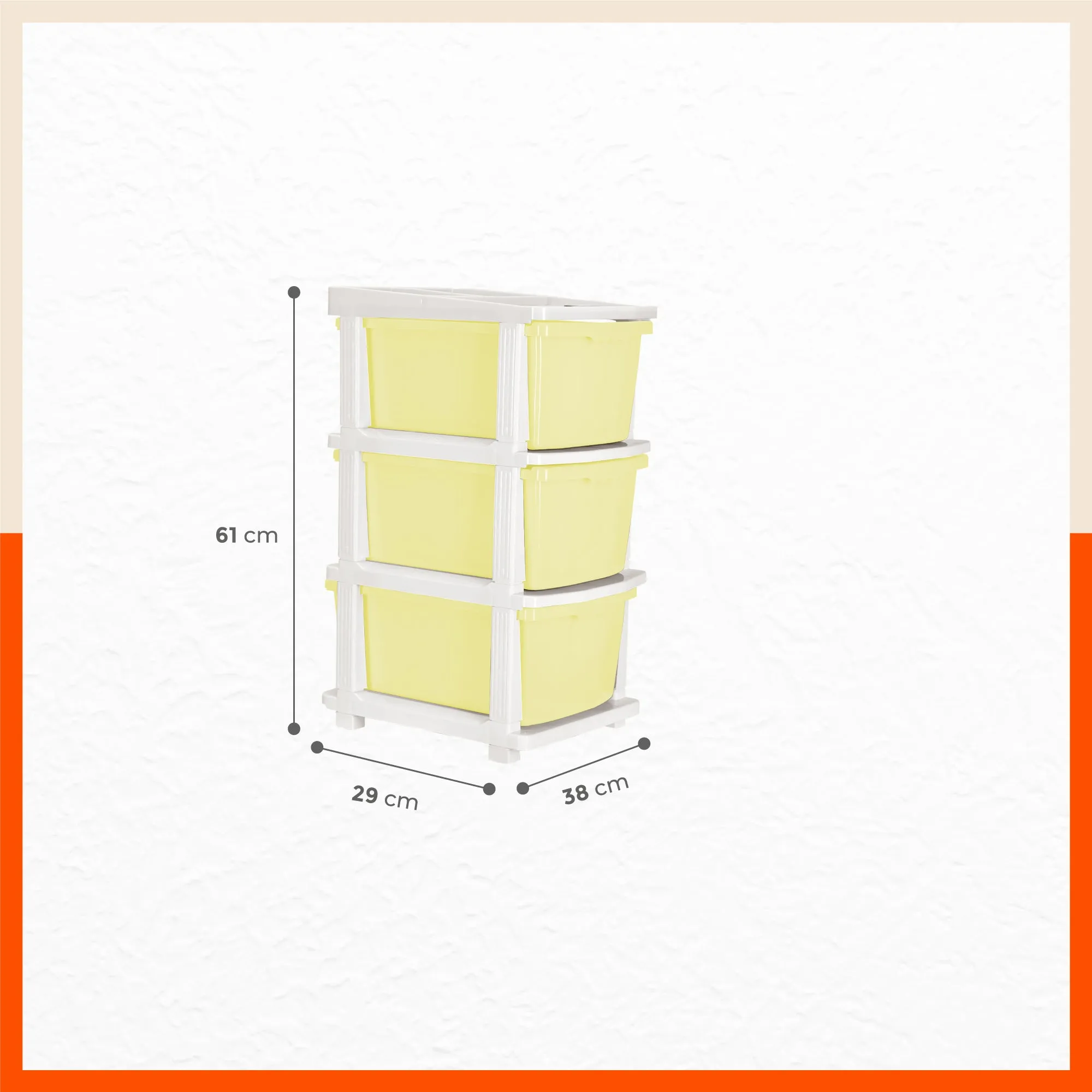 Stomo 3 Drawer Multi-Purpose Storage Organizer for Home and Office (Lemon)