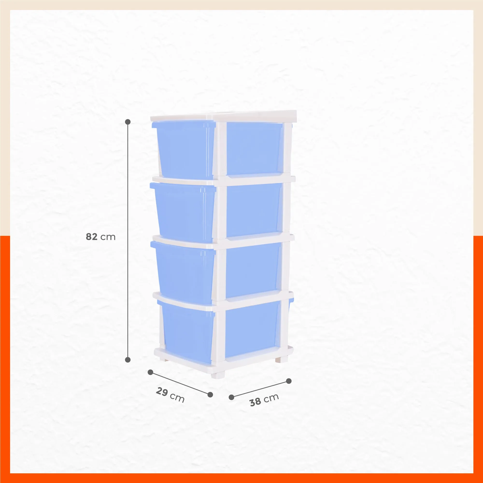 Stomo 4 Drawer Multi-Purpose Storage Organizer for Home and Office (Sky Blue)