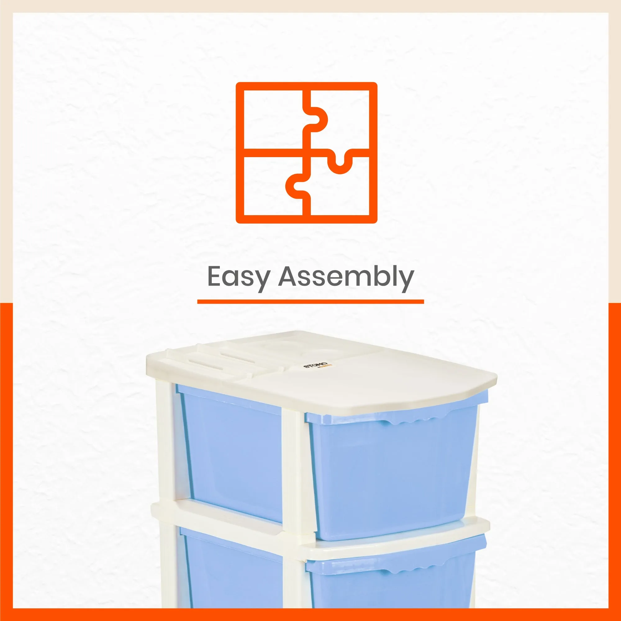 Stomo 4 Drawer Multi-Purpose Storage Organizer for Home and Office (Sky Blue)