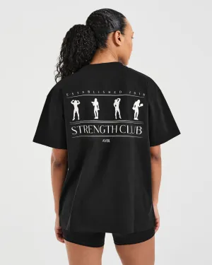 Strength Club Oversized T Shirt - Black