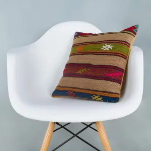 Striped Multiple Color Kilim Pillow Cover 16x16 7091