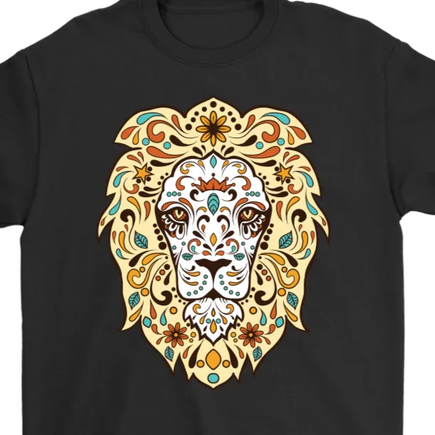 Sugar Skull Lion T-shirt, Lion Gift, Gift for Lion Lover, Lion Sugar Skull Shirt