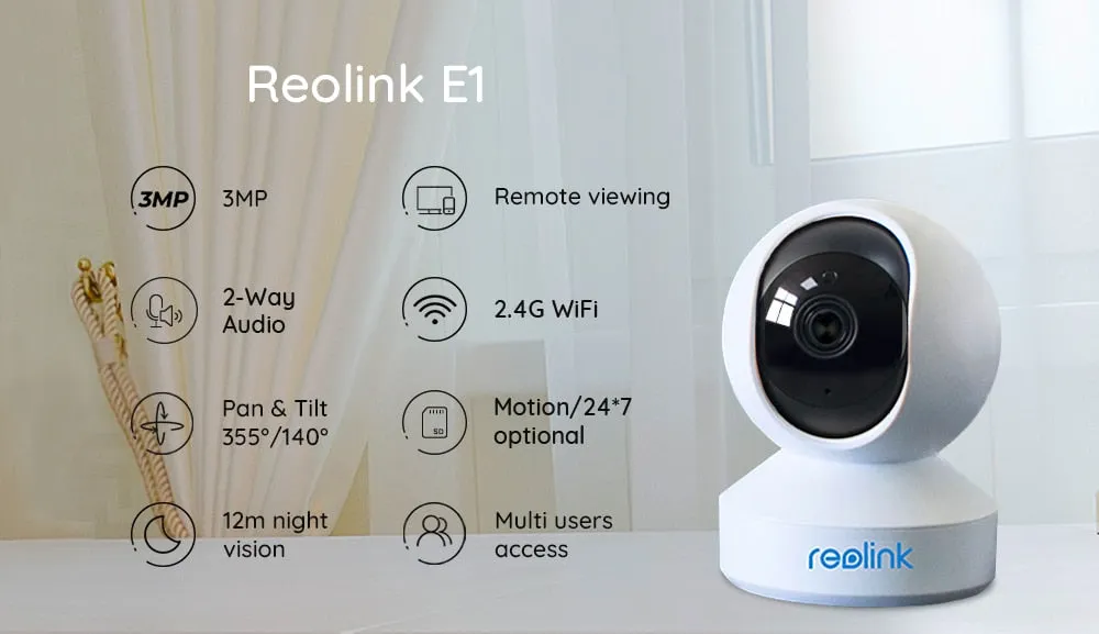 Surveillance WiFi Camera Baby Monitor 2.4G 3MP Full HD Indoor Home Security IP Camera E1
