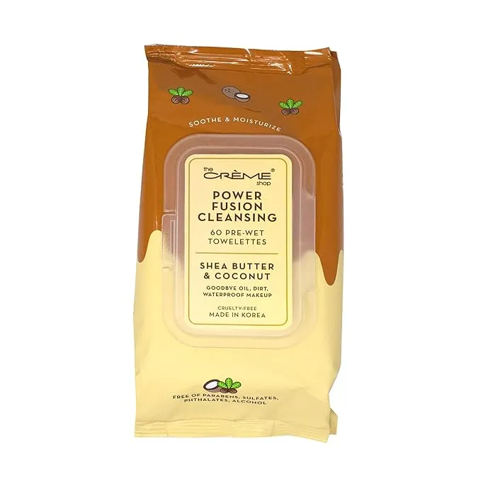 The Crème Shop 60 ct Makeup Remover Wipes -2 Pack (Shea Butter & Coconut)
