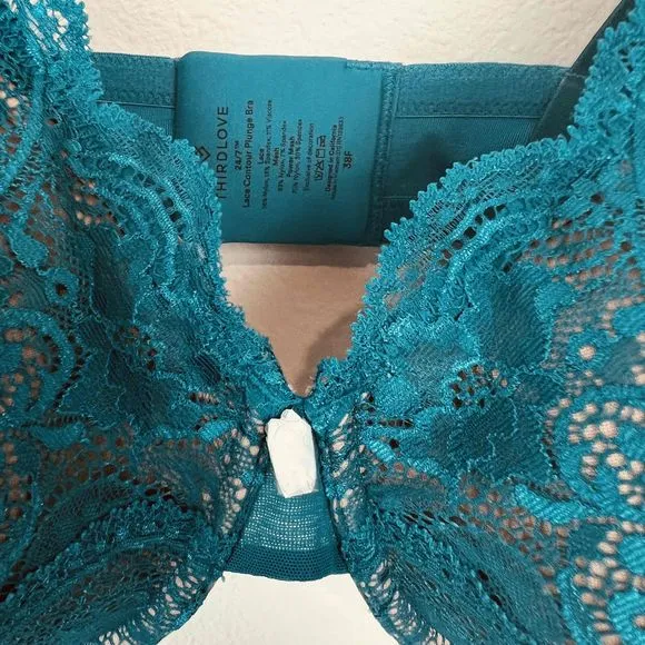 Thirdlove Size 38F Lace Contour Plunge  Bra Adjustable Strap Lightly Padded Wire