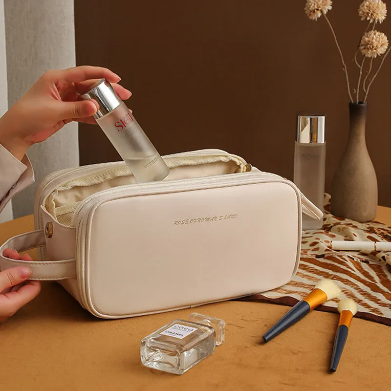 Three-layer Double Zipper U-shaped Design Cosmetic Bag