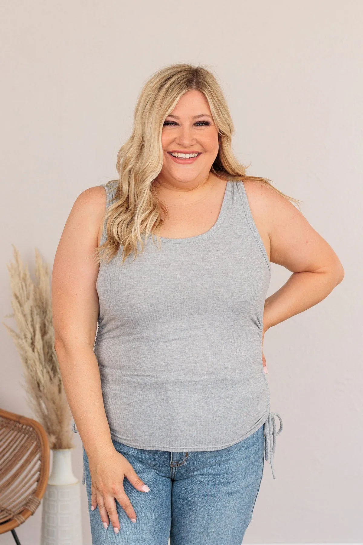 Tired Of Fitting In Drawstring Tank- Gray
