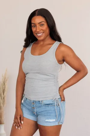 Tired Of Fitting In Drawstring Tank- Gray