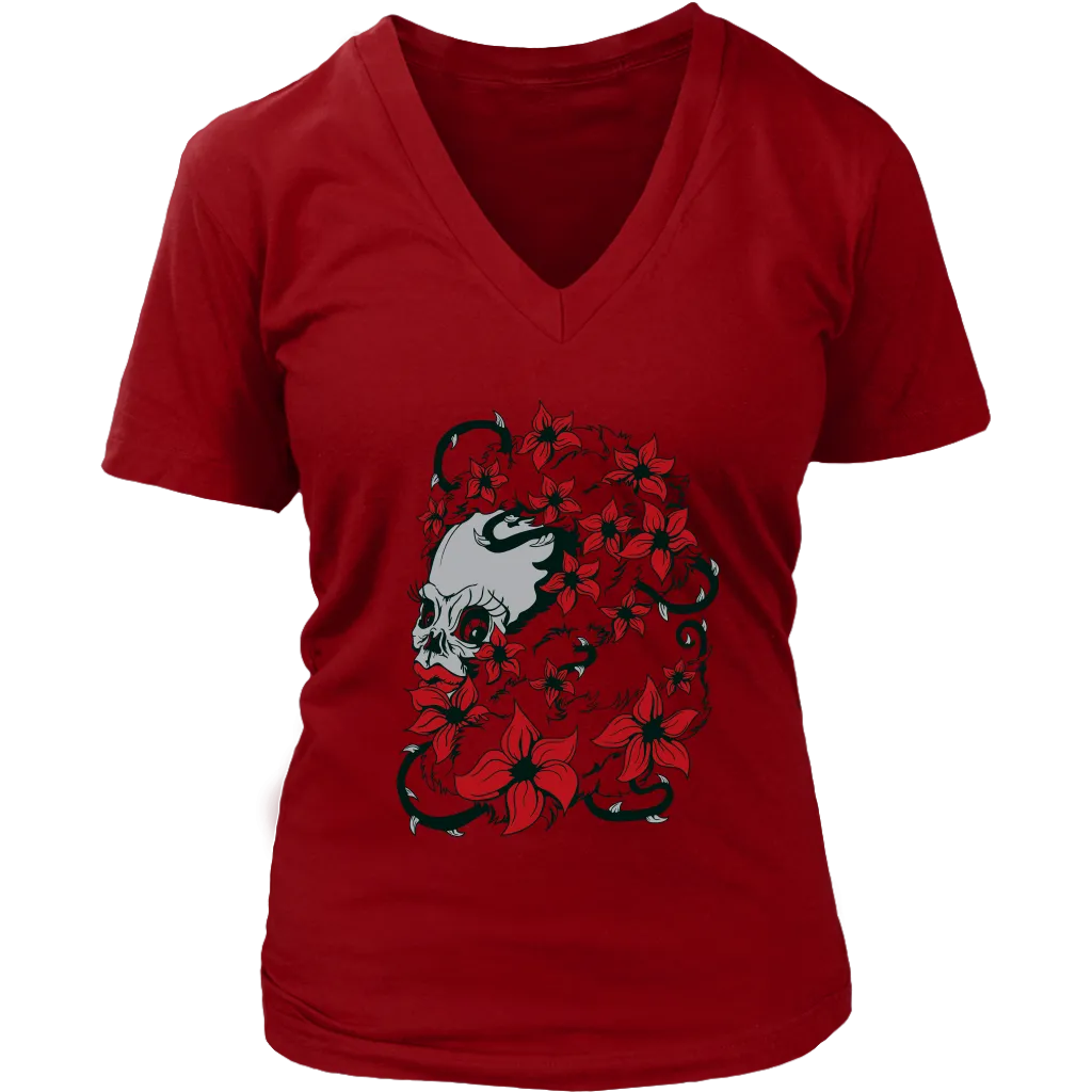 Trash Polka T-shirt, Skull Shirt Gift, Skull and Flowers Shirt, Skull T-shirt