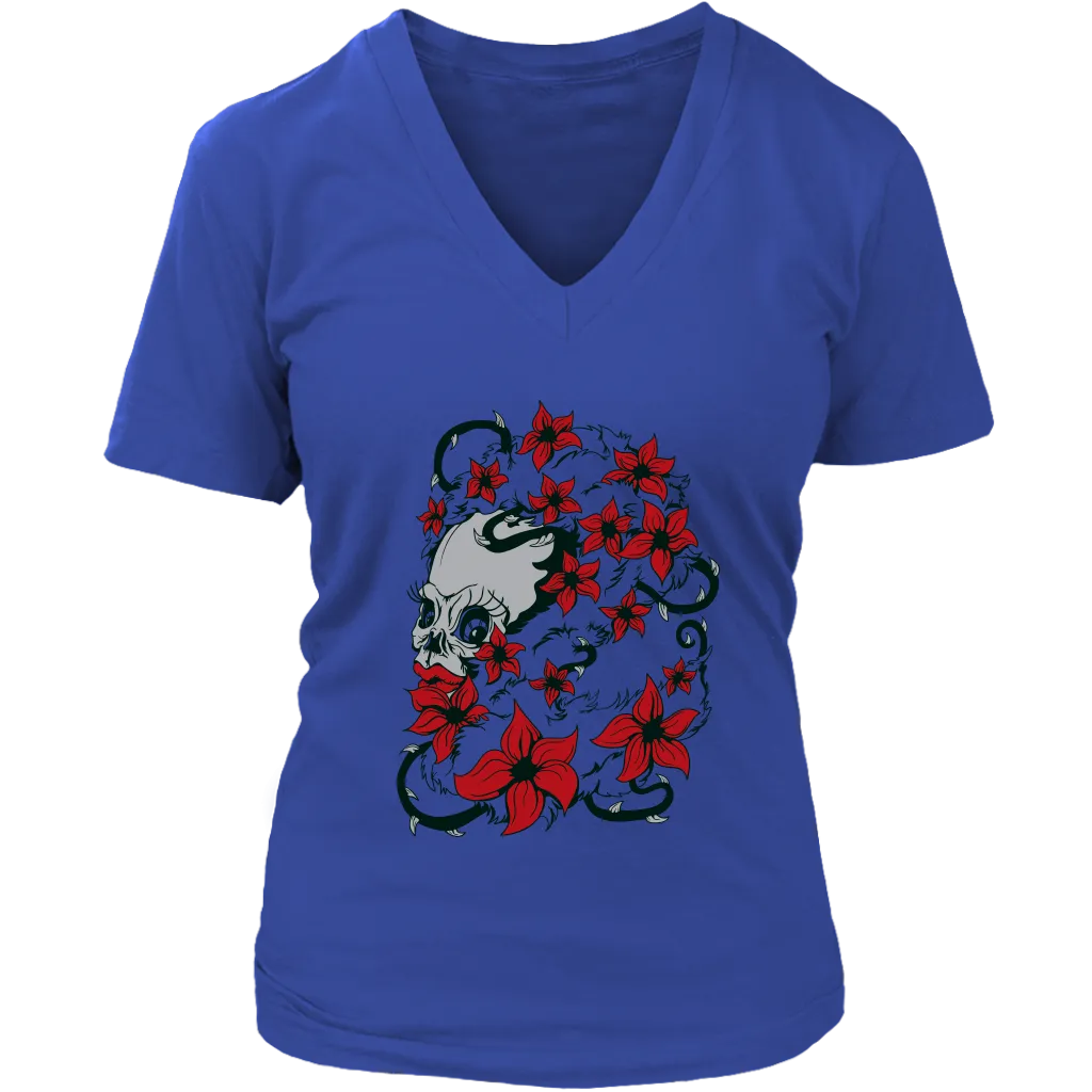 Trash Polka T-shirt, Skull Shirt Gift, Skull and Flowers Shirt, Skull T-shirt