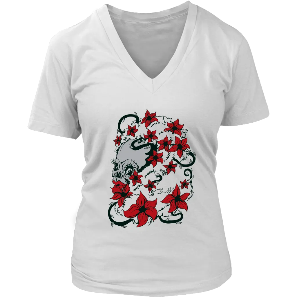 Trash Polka T-shirt, Skull Shirt Gift, Skull and Flowers Shirt, Skull T-shirt