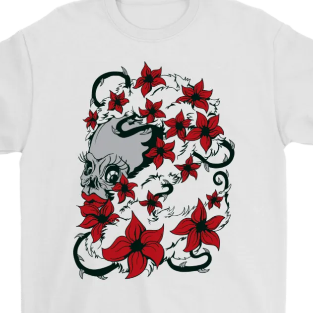 Trash Polka T-shirt, Skull Shirt Gift, Skull and Flowers Shirt, Skull T-shirt