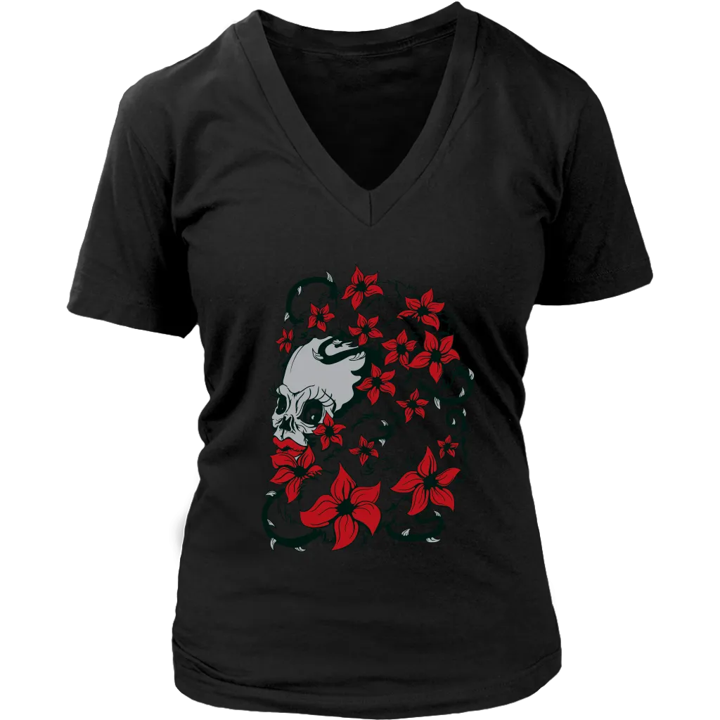 Trash Polka T-shirt, Skull Shirt Gift, Skull and Flowers Shirt, Skull T-shirt