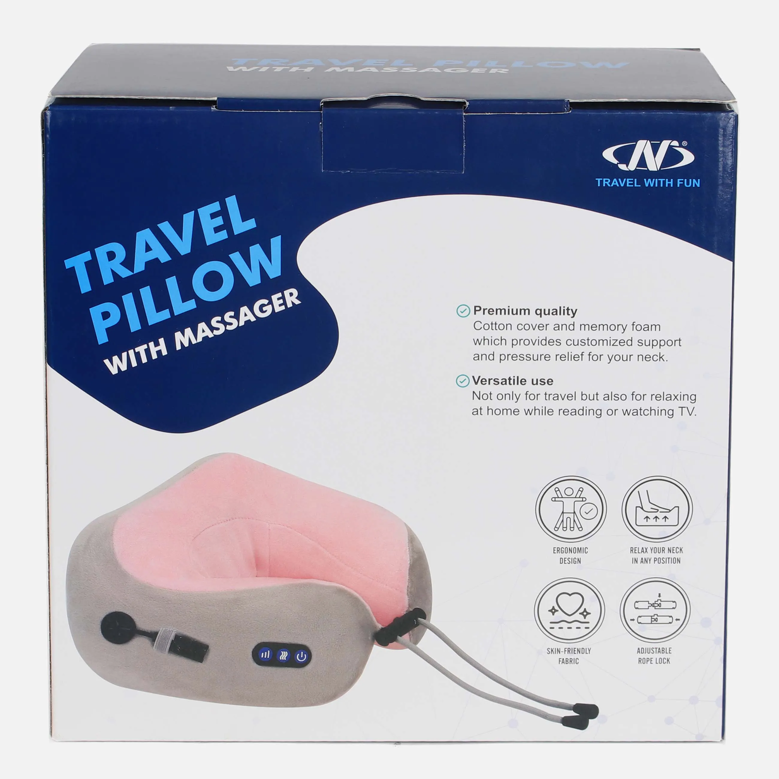 TRAVEL PILLOW FABRIC MEMORY FOAM   MASSAGER AND BATTERY