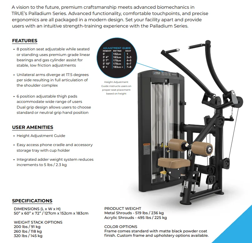 True Fitness Palladium Lat Pulldown SPL-1100