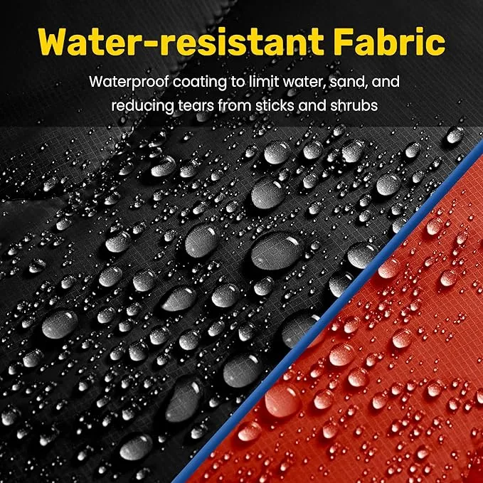 UNIKOME Outdoor Packable Camping Blanket, Lightweight Travel Blanket for Camping, Dual-sides Puffy Down Alternative Camping Blanket with Snap Clasps, 75"×52", Black&Red