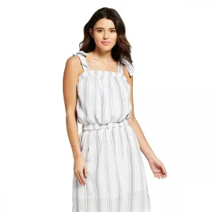 Universal Thread Women's Cotton Striped Ruffle Tie Strap Tank Top