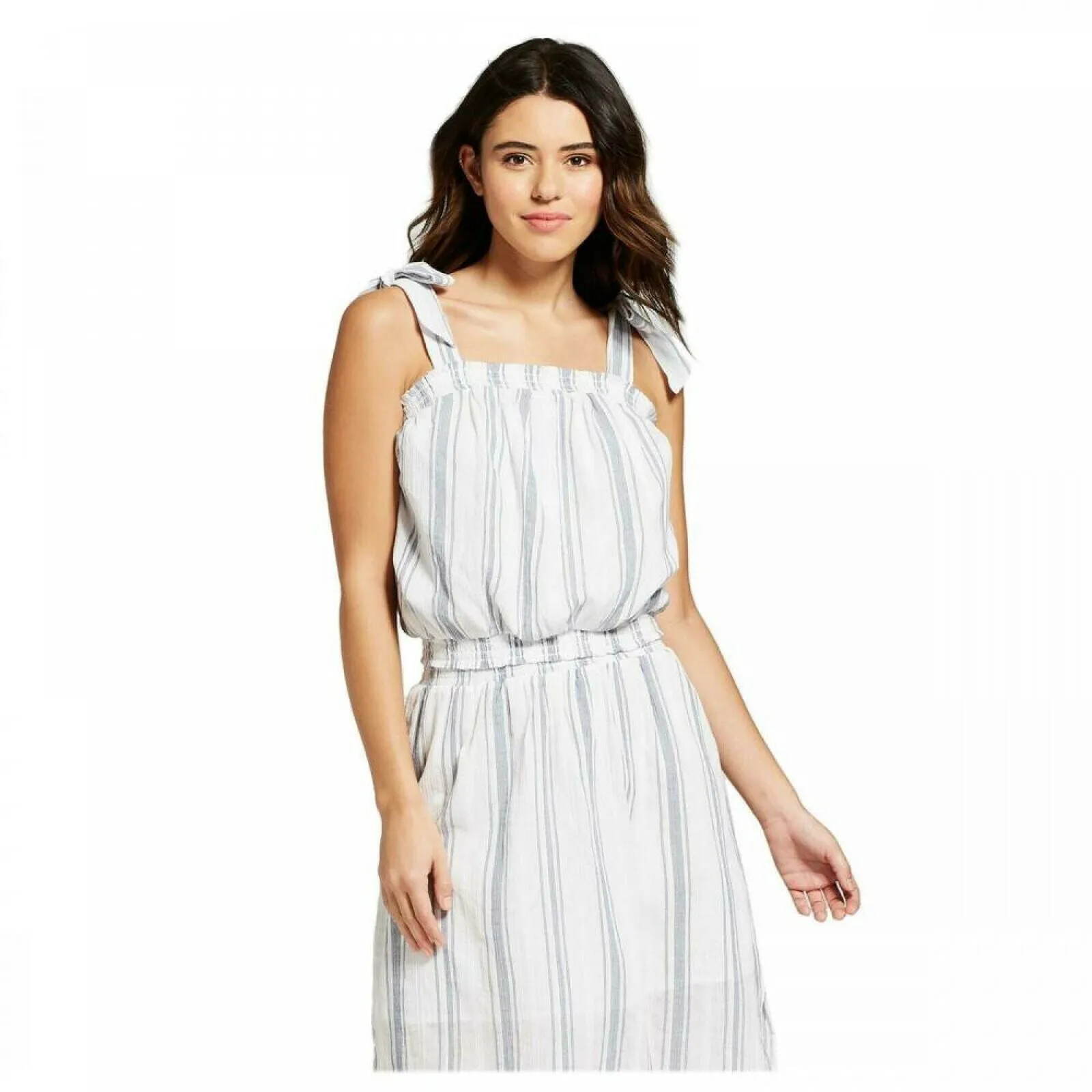 Universal Thread Women's Cotton Striped Ruffle Tie Strap Tank Top