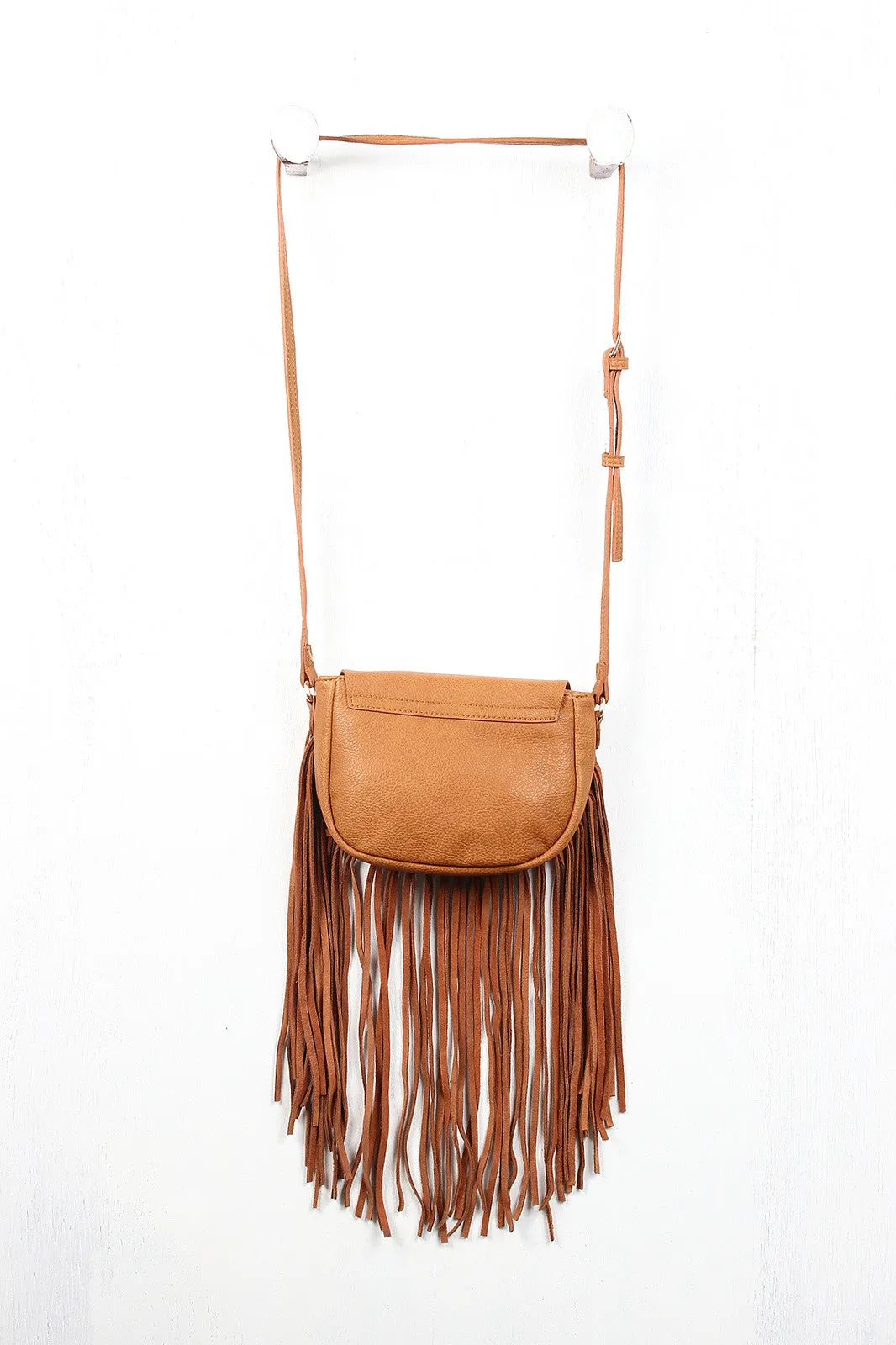Vegan Leather Genuine Suede Fringe Flap Bag