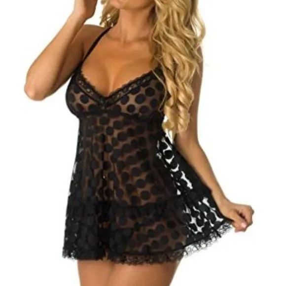 Velvet Kitten Dot Me Up Lingerie Babydoll Dress