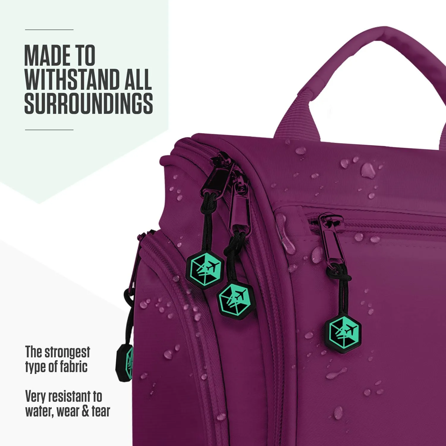 VENTURE 4TH Hanging Travel Toiletry Bag for Women & Men - Travel Organizer with Expandable Compartments & Removable Clear Pouch for Toiletries (Purple/Mint)