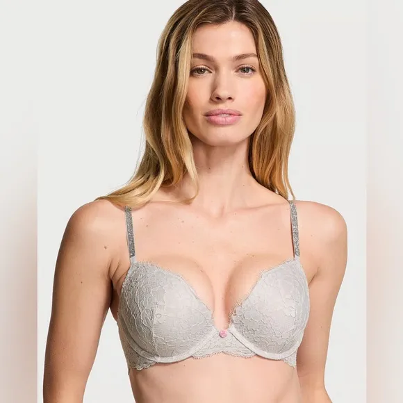 Victoria’s Secret Dream Angels Lightly Lined Demi Twinkle Shine Strap Bra Sz 34C