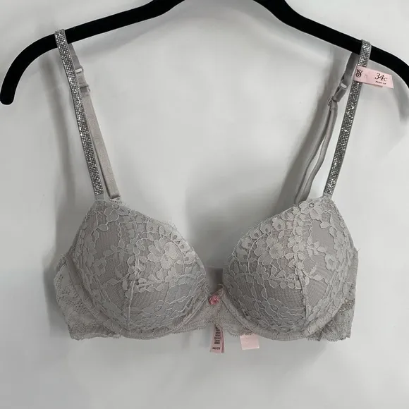 Victoria’s Secret Dream Angels Lightly Lined Demi Twinkle Shine Strap Bra Sz 34C