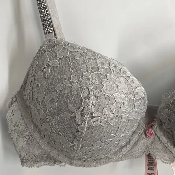 Victoria’s Secret Dream Angels Lightly Lined Demi Twinkle Shine Strap Bra Sz 34C