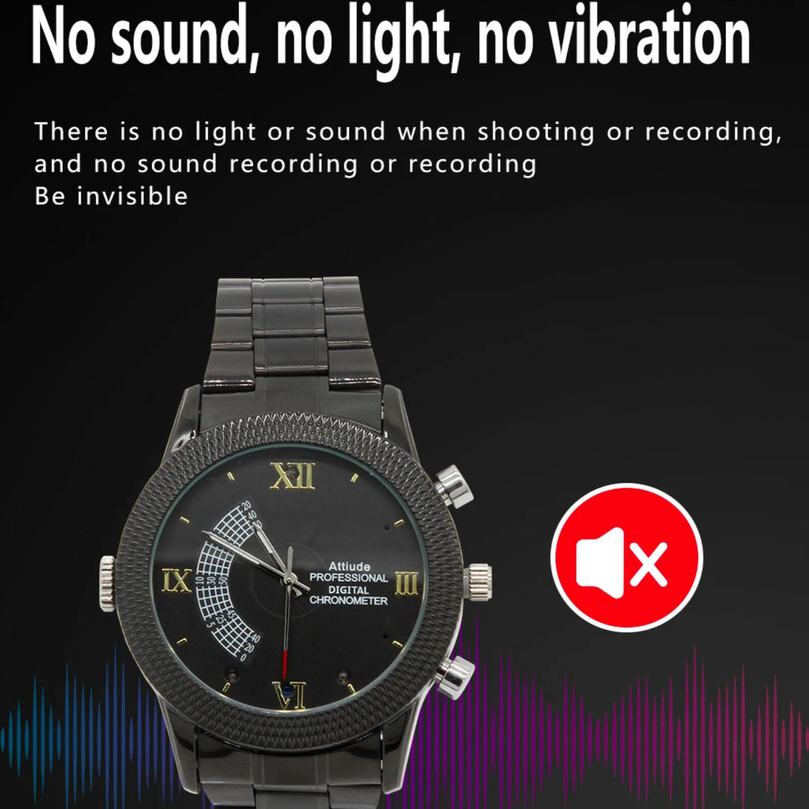 Video Watch Camera Recorder 1080p FHD Audio 12MP Photo Night Vision 32GB Memory