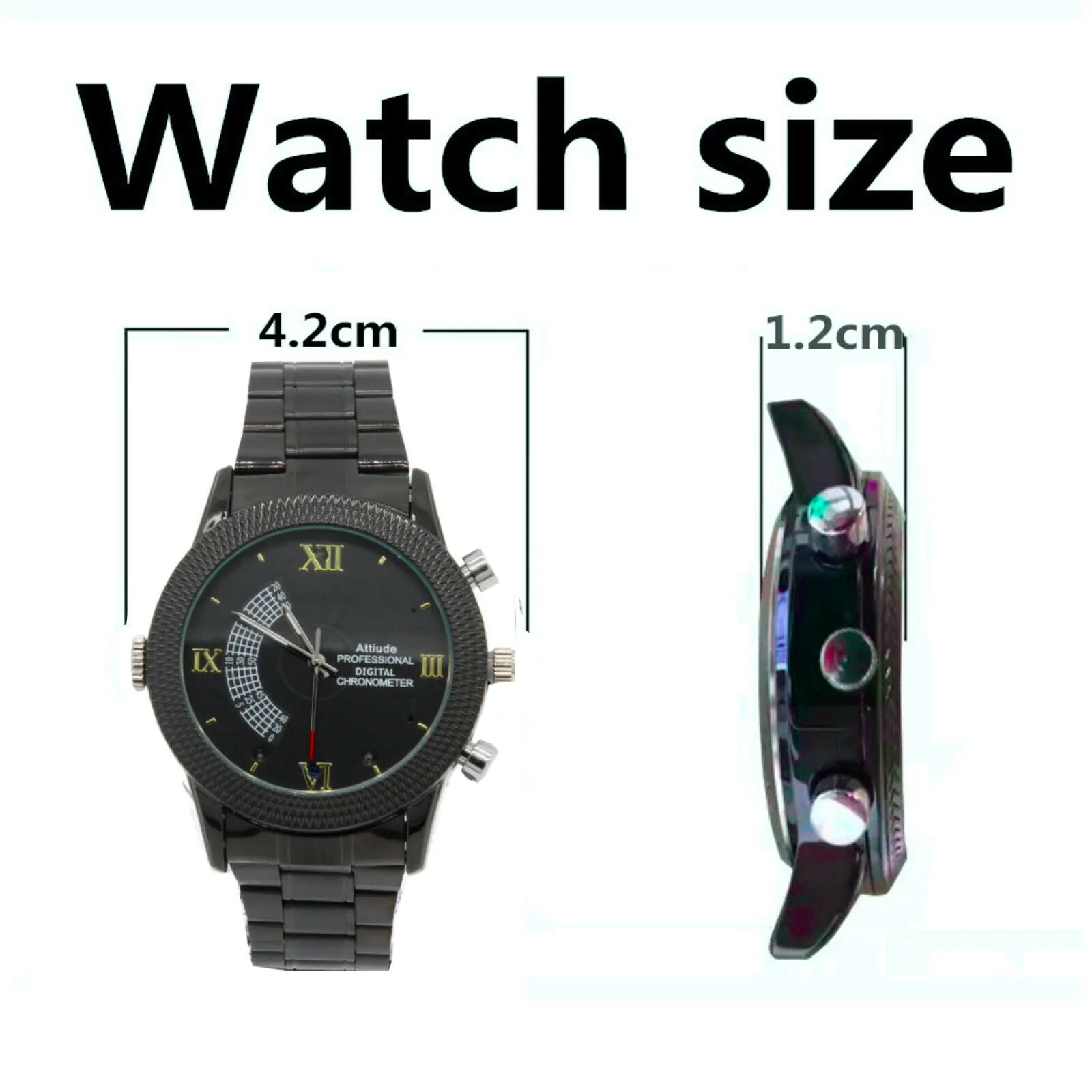 Video Watch Camera Recorder 1080p FHD Audio 12MP Photo Night Vision 32GB Memory
